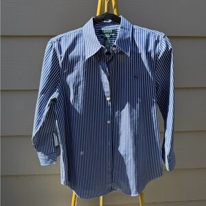 Lauren Ralph Lauren Women's Navy Striped Shirt